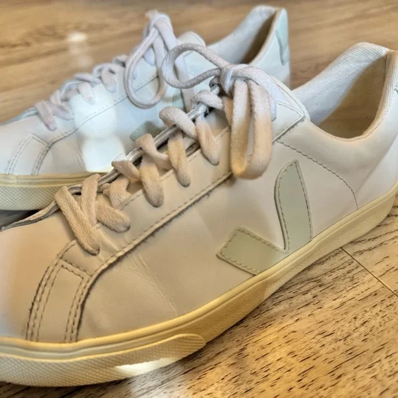 Veja Women's White and Mint Sneakers - Picture 3 of 7